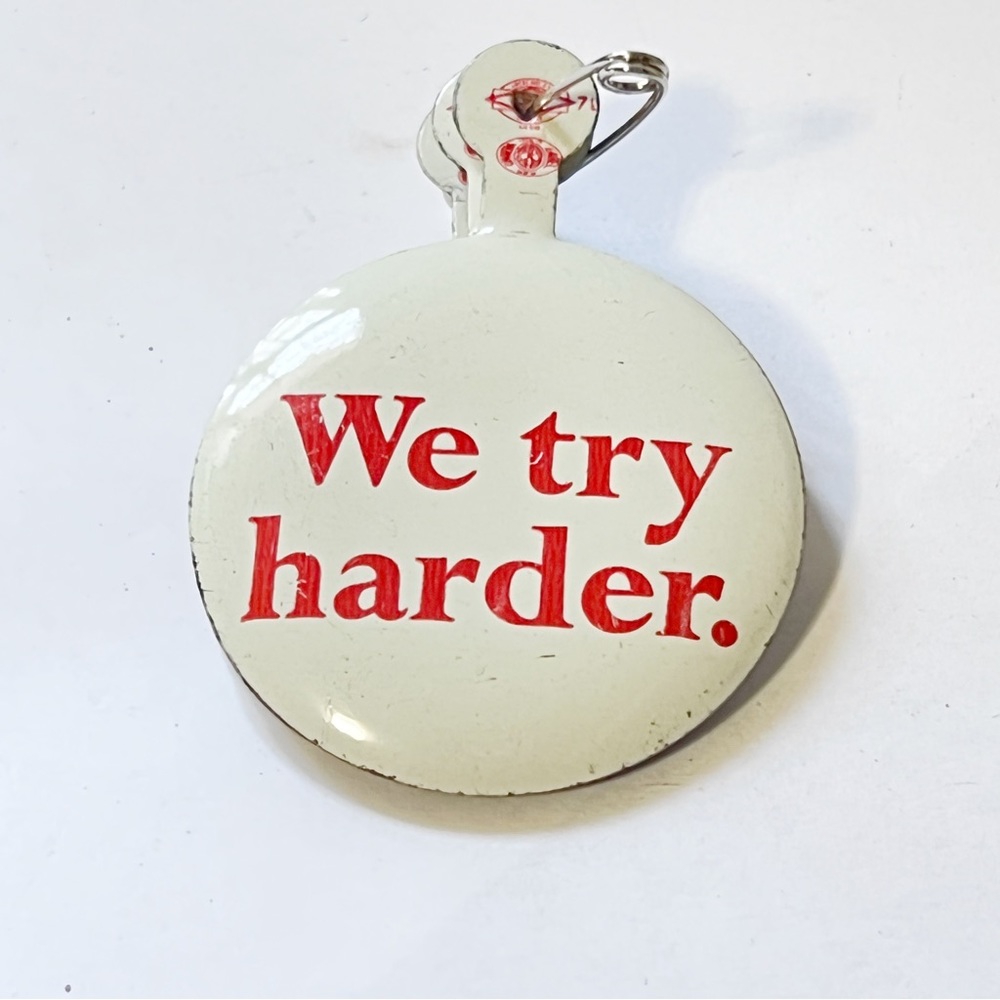 1967 Avis Military Helmet Pin We Try Harder Covers Worn in Vietnam and others